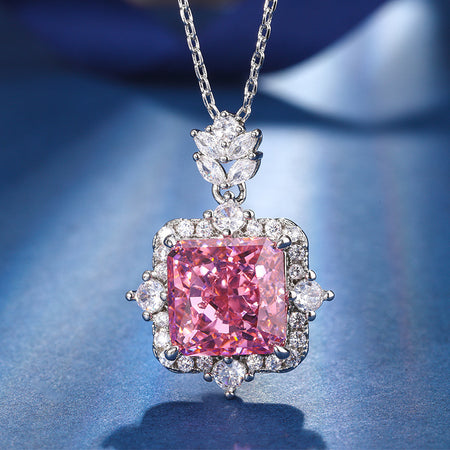 ZIRAVE Jewelry Luxury Ice-Cut Faux Pink Sapphire 3-Piece Jewelry Set