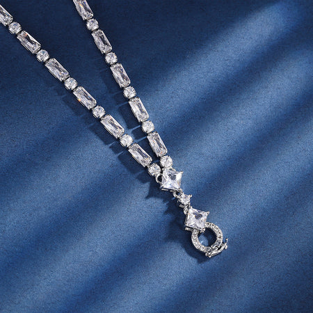 ZIRAVE Jewelry  Baguette & Star Diamond Adjustable Pendant Necklace