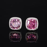 ZIRAVE Jewelry  Cushion-Cut Pink Diamond Double Halo Earrings