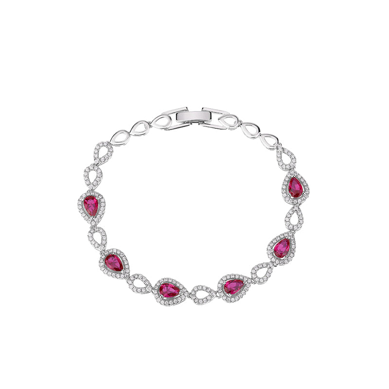 ZIRAVE Jewelry Vintage Colored Gemstone Teardrop Bracelet (3Color)
