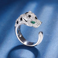 ZIRAVE Jewelry Vintage Panther Head Simulated Gemstone Open Ring