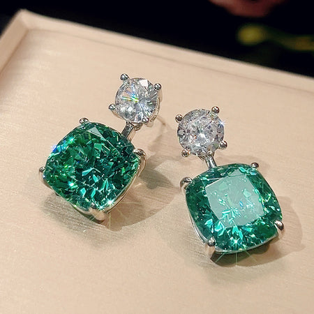 ZIRAVE Jewelry Vintage-Style Accessories Imitating Paraiba Green Earrings