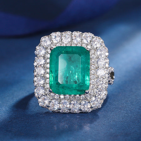 ZIRAVE Jewelry  3-Color Cushion-Cut Gemstone Double Halo Ring