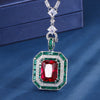 ZIRAVE Jewelry Art Deco Style Faux Gem Halo Pendant Necklace (Multi-Colors Available)