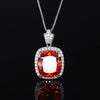 ZIRAVE Jewelry  Cushion-Cut Simulated Orange Sapphire Necklace