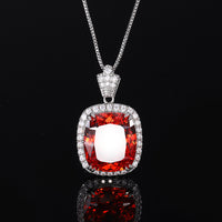 ZIRAVE Jewelry  Cushion-Cut Simulated Orange Sapphire Necklace