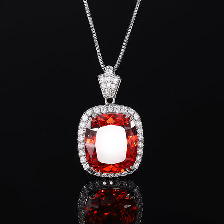 ZIRAVE Jewelry  Cushion-Cut Simulated Orange Sapphire Necklace