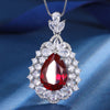 ZIRAVE Jewelry Teardrop Faux Gem Halo Necklace
