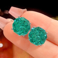 ZIRAVE Jewelry Rose Cut Paraiba Green Gemstone Earrings