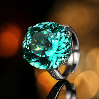 ZIRAVE Jewelry Vintage Simulated Paraiba Tourmaline Oval  Ring