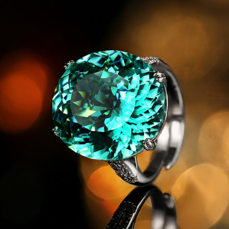 ZIRAVE Jewelry Vintage Simulated Paraiba Tourmaline Oval  Ring