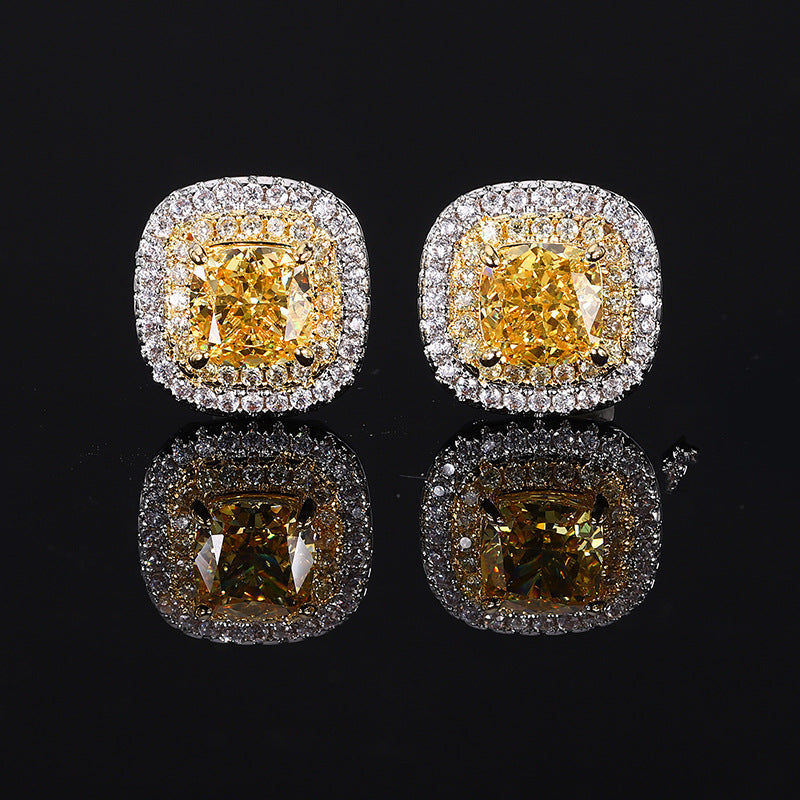 ZIRAVE Jewelry Simulation Yellow Diamond Earrings