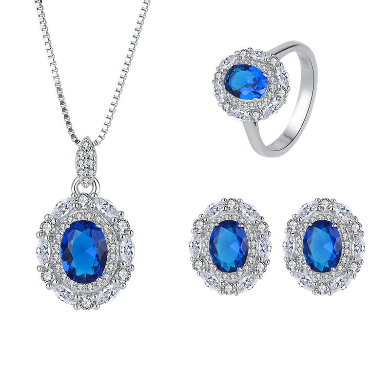 ZIRAVE Jewelry Vintage Imitation Blue Spinel Minimalist Style