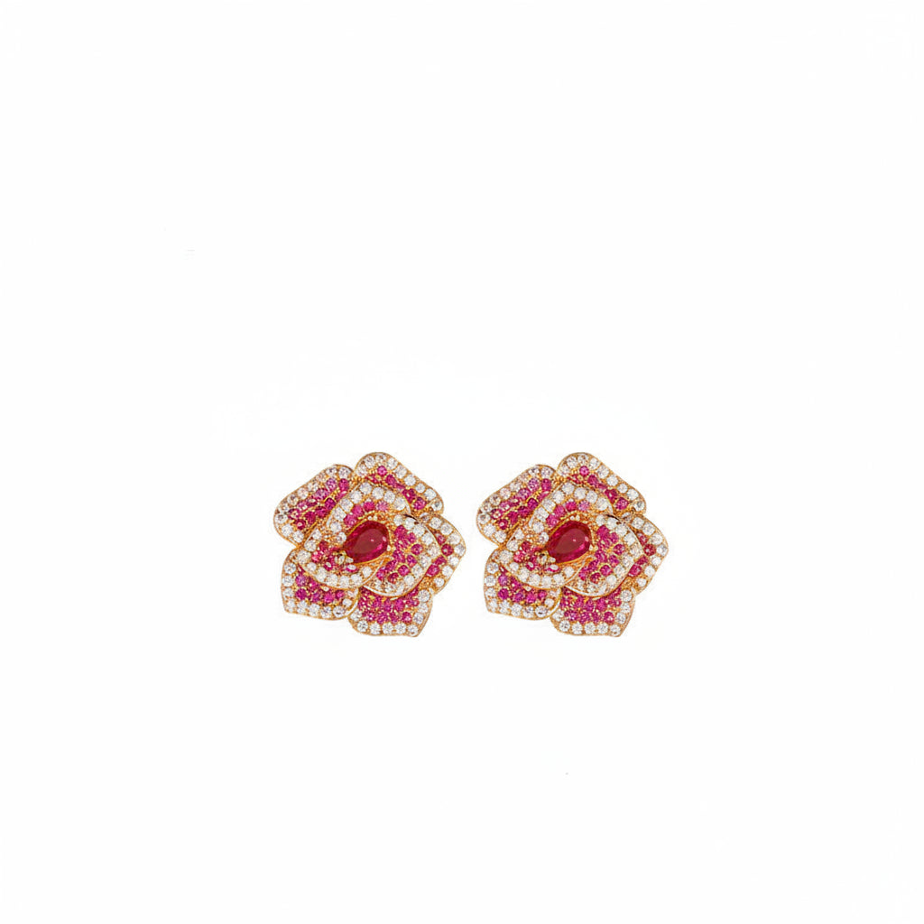 Zirave Jewelry Rose Elegance Simulated Diamond Rose gold stud earrings