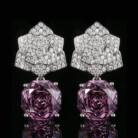 ZIRAVE Jewelry Camellia Pink Diamond Earrings