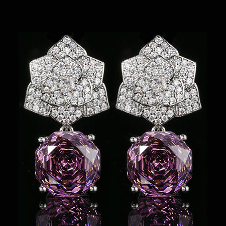 ZIRAVE Jewelry Camellia Pink Diamond Earrings