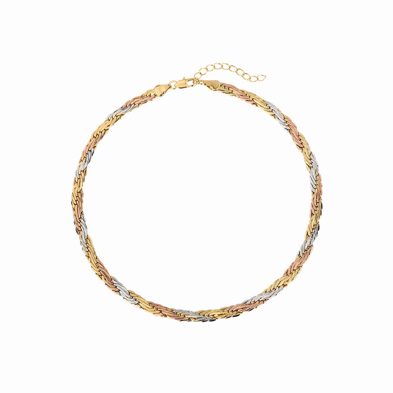 ZIRAVE Jewelry ri-color Braided Twist Chain Necklace
