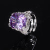 ZIRAVE Jewelry Cushion-Cut Gemstone Hollow Carved Adjustable Ring (Multi-Color Options)