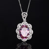 ZIRAVE Jewelry Oval Faux Pink Diamond Double Halo 3-Piece Jewelry Set (Necklace, Ring & Earrings)