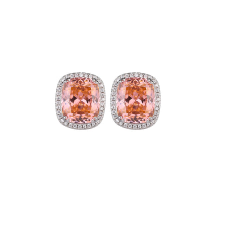 ZIRAVE Jewelry Vintage Simulated Morganite Cushion Halo Earrings