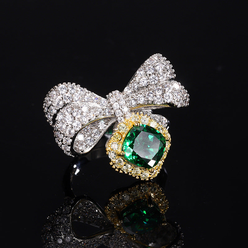 ZIRAVE Jewelry Bowknot Cushion Gemstone Ring
