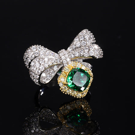ZIRAVE Jewelry Bowknot Cushion Gemstone Ring