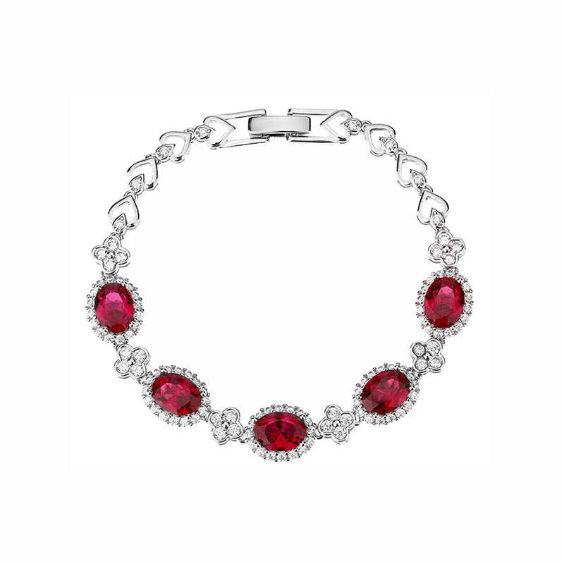 ZIRAVE Jewerly Vintage Simulated Gemstone Heart & Clover Bracelet