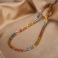 Tri-Color Copper Gold Plated Sparkling Multi-Strand Thin Chain Adjustable Set