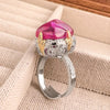 ZIRAVE Jewelry Vintage Pink Sugarloaf Two-Tone Gold Halo Jewelry Set