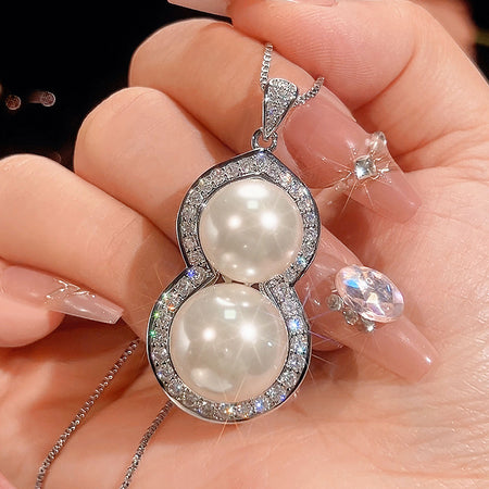 ZIRAVE Jewelry  Vintage Simulated South Sea Gold Pearl Gourd Pendant Necklace