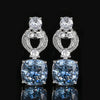ZIRAVE Jewelry Vintage Simulated Blue Diamond Cushion Earrings