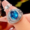 ZIRAVE Jewelry Imitation Blue Spinel Cabochon Fluorescent Vintage Ring