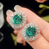 ZIRAVE Jewelry Oval Faux Green Paraiba Tourmaline Halo Earrings