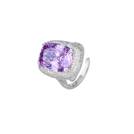 ZIRAVE Jewelry Radiant-Cut Faux Purple Diamond Pave Ring