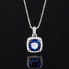 ZIRAVE Jewelry Women's Retro Imitation Blue Spinel Square Simple Necklace