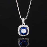 ZIRAVE Jewelry Women's Retro Imitation Blue Spinel Square Simple Necklace