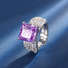 ZIRAVE Jewelry Radiant-Cut Faux Gem Cross-Band Ring (Multi-Colors Available)