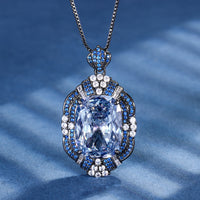ZIRAVE Jewelry Black & Gold Two-Tone Blue & White Diamond Halo 3-Piece Jewelry Set