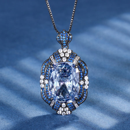 ZIRAVE Jewelry Black & Gold Two-Tone Blue & White Diamond Halo 3-Piece Jewelry Set