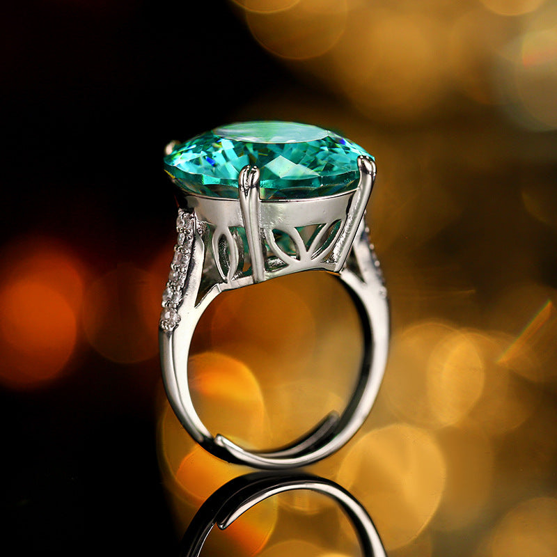 ZIRAVE Jewelry Vintage Simulated Paraiba Tourmaline Oval Jewelry Set (Pendant + Ring)