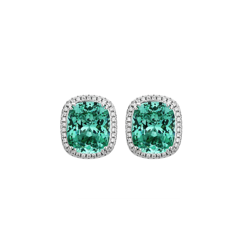ZIRAVE Jewelry Copper-Based Gold-Plated Imitation Paraiba Green Minimalist Earrings