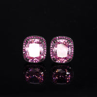 ZIRAVE Jewelry Radiant-Cut Faux Pink Diamond Dark Style Earrings