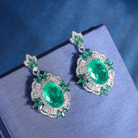 Vintage Simulated Emerald Floral Halo Earrings