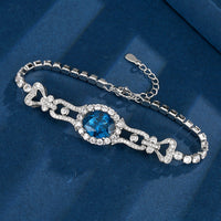 ZIRAVE Jewelry Vintage Royal Oval Gemstone Halo Bracelet