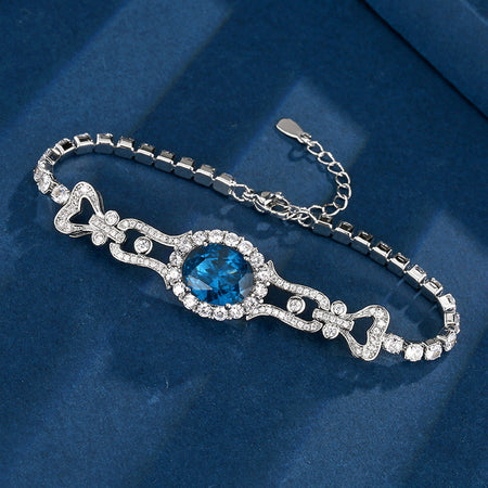 ZIRAVE Jewelry Vintage Royal Oval Gemstone Halo Bracelet