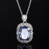 ZIRAVE Jewelry Simulation Aquamarine White Plated Blue Necklace