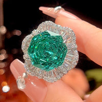 ZIRAVE Jewelry Rose Cut Paraiba Green Gemstone Ring