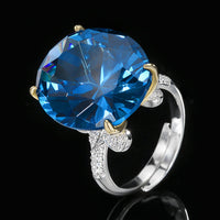 Zirave Jewelry Two-Tone Large Oval Simulated Gemstone Adjustable Ring