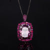 ZIRAVE Jewelry Radiant-Cut Faux Pink Diamond Dark Style Necklace