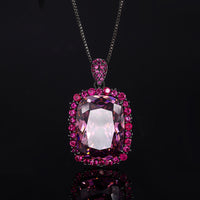 ZIRAVE Jewelry Radiant-Cut Faux Pink Diamond Dark Style Necklace